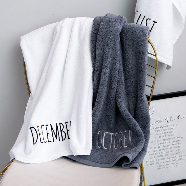 Monthly | Heavyweight Cotton Embroidered Bath Towel